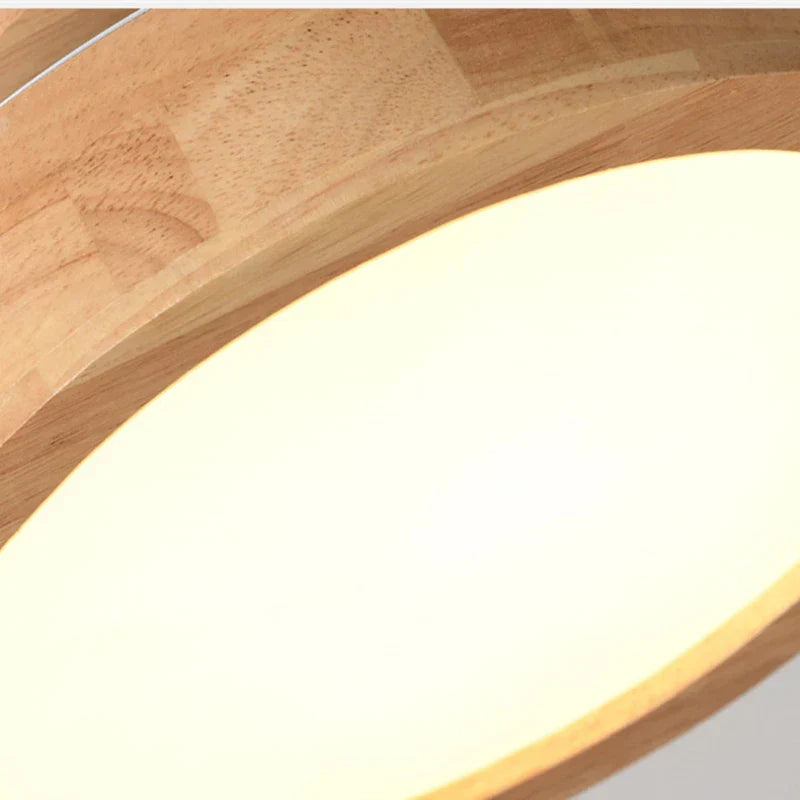 Brightlux - Scandinavian Round Wooden Ceiling Lamp