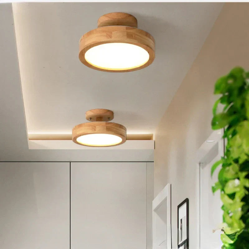 Brightlux - Scandinavian Round Wooden Ceiling Lamp