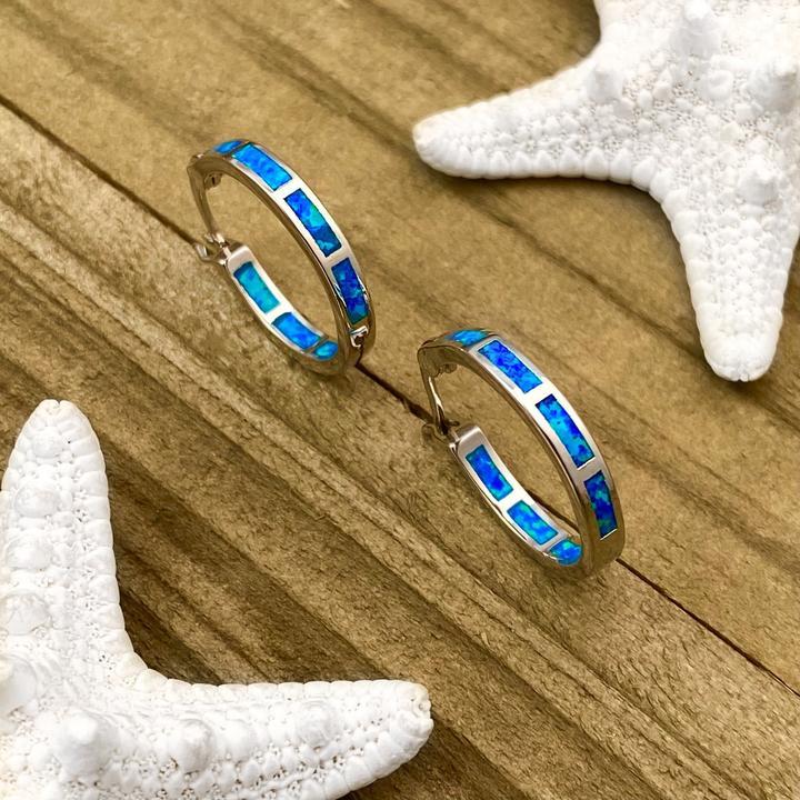 Elegant silver ocean ring with opals - Finn 