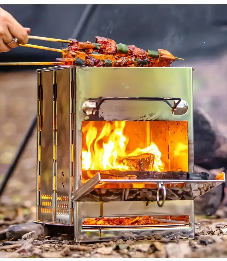 TrailFlame – Stylish Folding Wood Stove Made of Stainless Steel