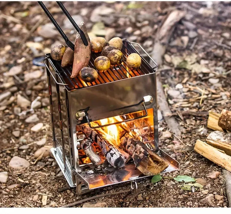 TrailFlame – Stylish Folding Wood Stove Made of Stainless Steel