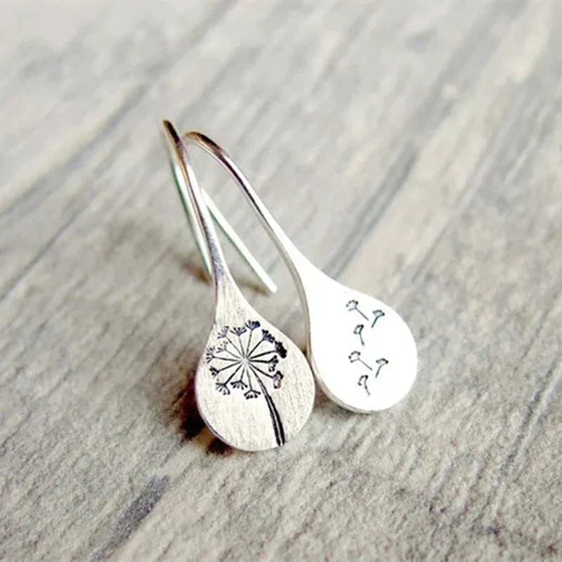 Elegant Silver Dandelion Earrings - Amira Collection