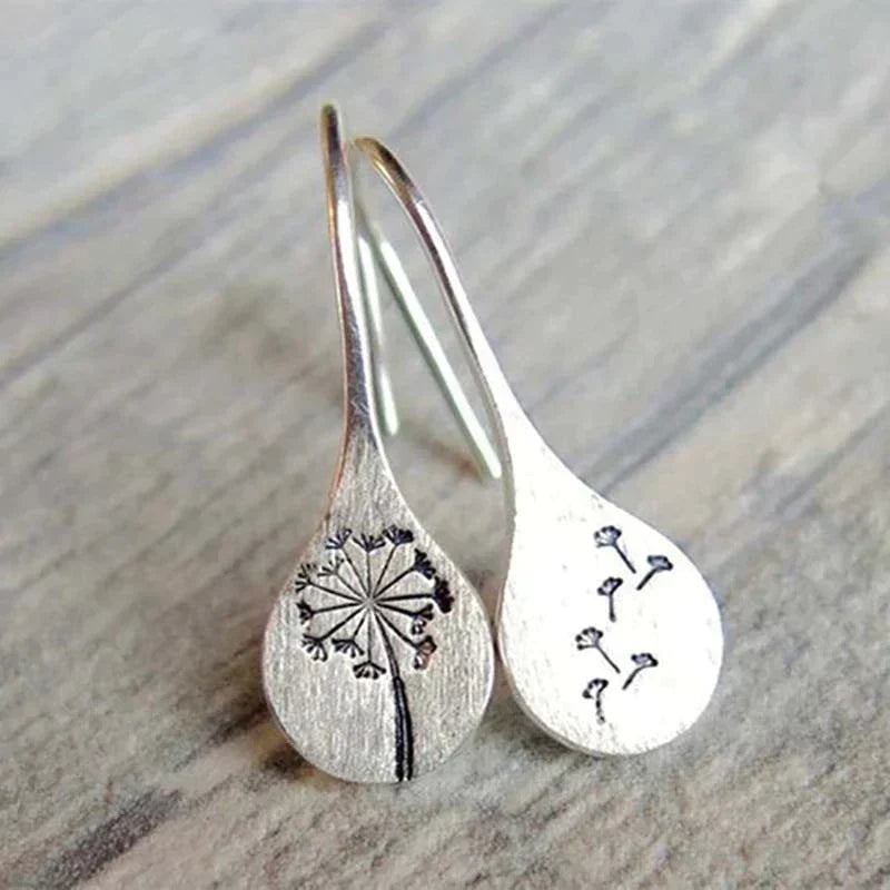 Elegant Silver Dandelion Earrings - Amira Collection