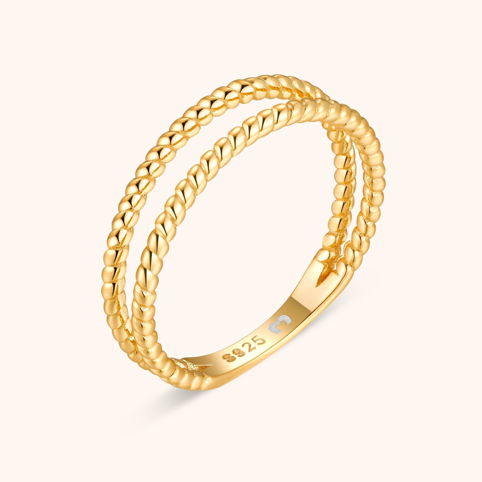 Lina Braided Double Ring - Elegance in Double Layer Design