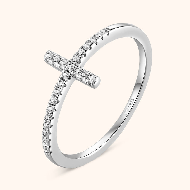 Elegant Zirkonia Korsring - Tro på Stil