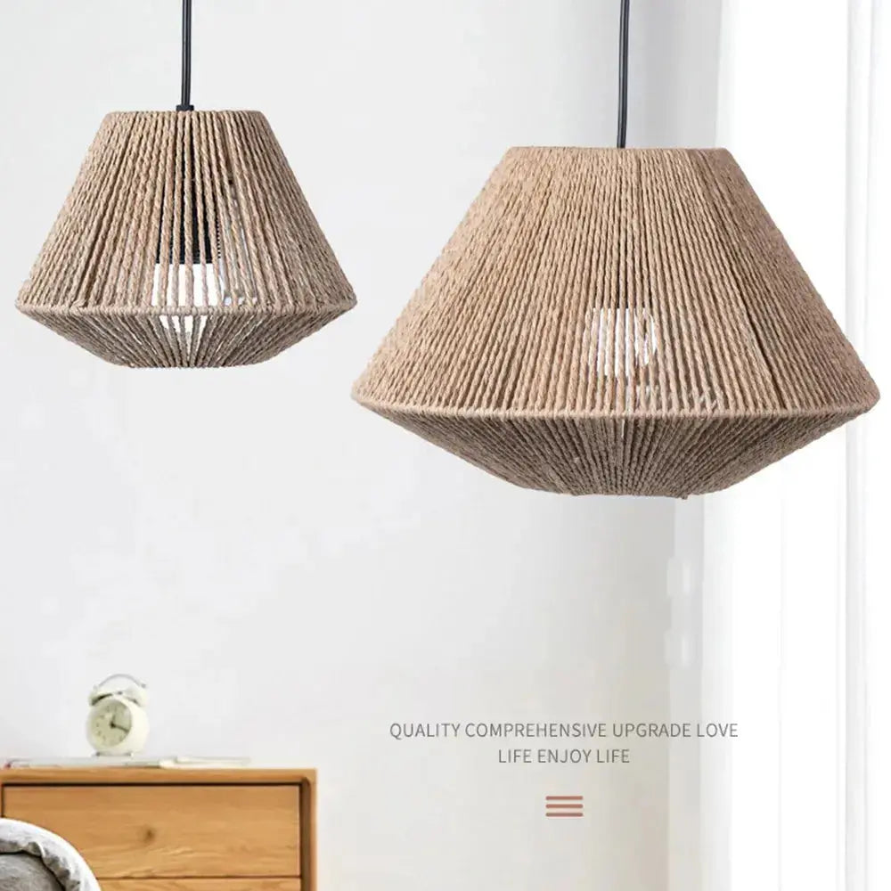 Elegant Rattan Ceiling Lamp – Rustic Geometric Lighting for Any Space