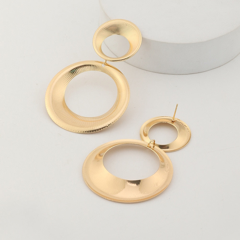 Golden Circle Earrings | Unique Statement Jewelry for a Bold Look