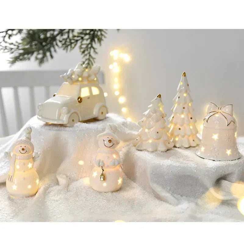 Magisc Christmas Decoration - Illuminated Ceramic Snowman for Party Decoration