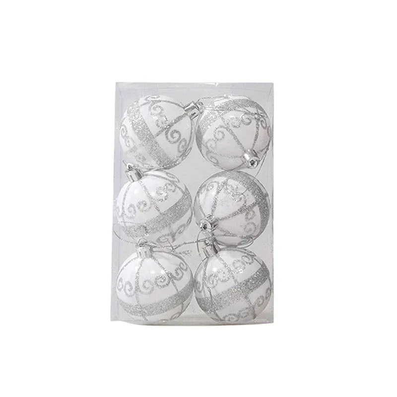 Charming Christmas decoration - Elegant set with snowflake balls in 6 pieces