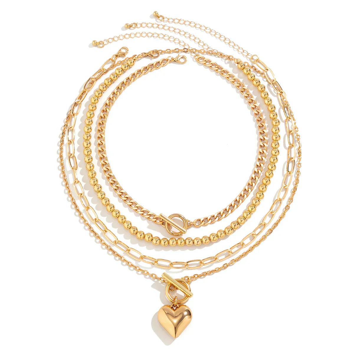 HeartGleam Necklace Set – Elegant Gold Heart Pendants