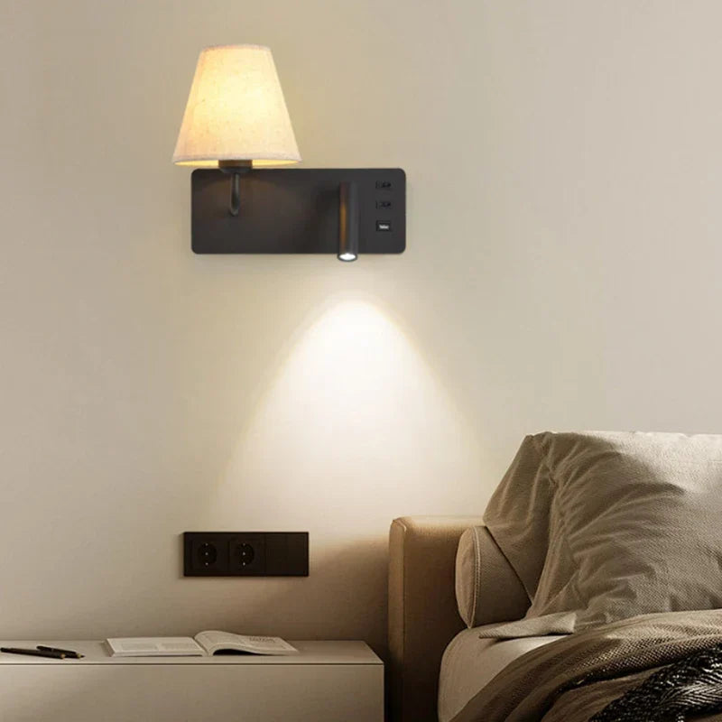 LuminoWall - Minimalist USB Wall Lamp with Reading Light