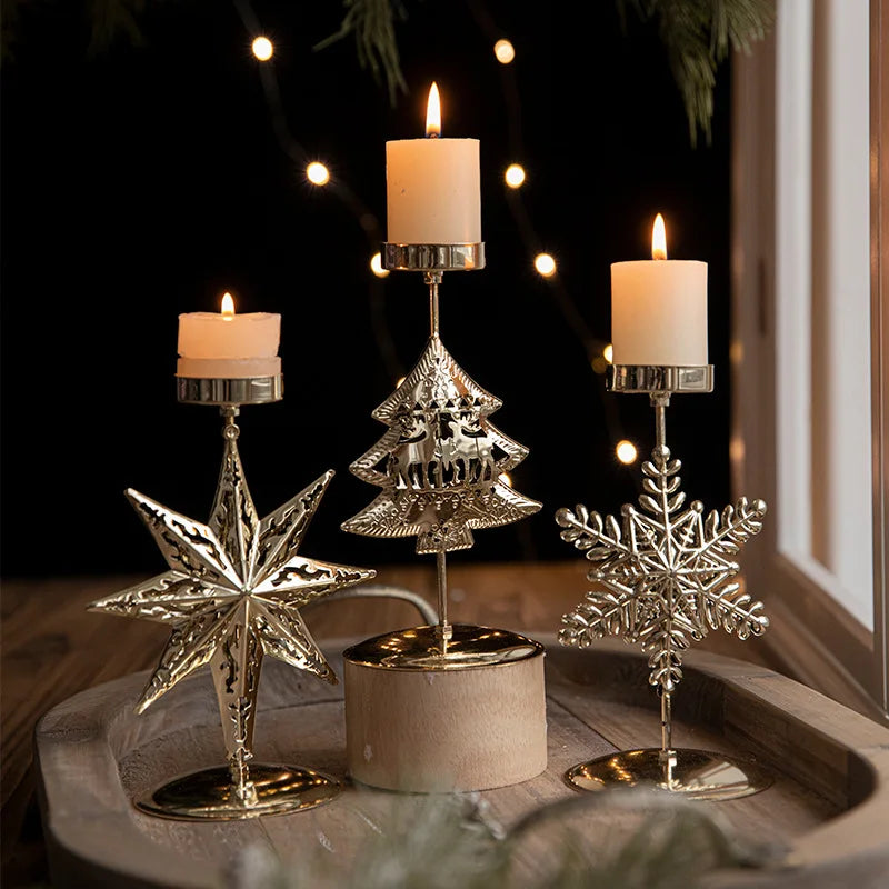 StarGlow Candle Holder - Elegant Golden Decoration for Holidays