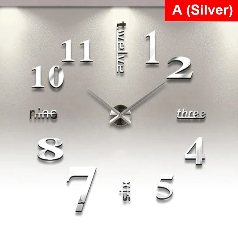 RomanTime 3D Clock - Modern DIY Wall Decoration