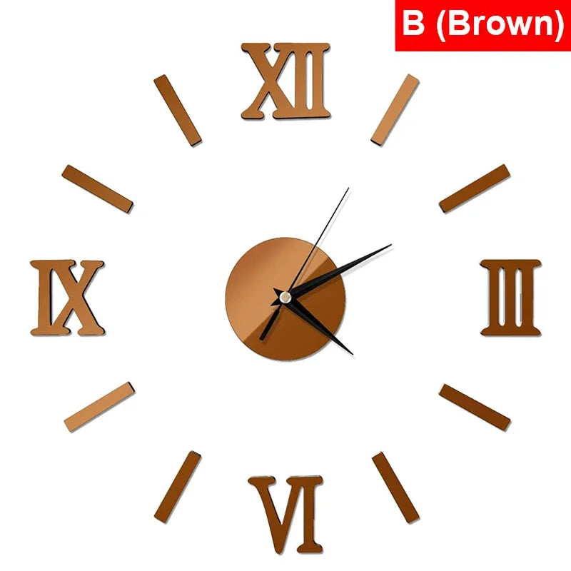 RomanTime 3D Clock - Modern DIY Wall Decoration