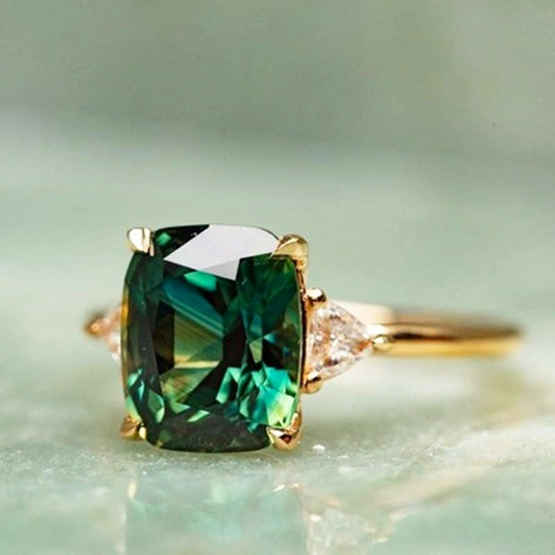 Elegant Green Emerald Ring - Elise