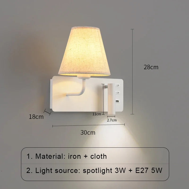 LuminoWall - Minimalist USB Wall Lamp with Reading Light