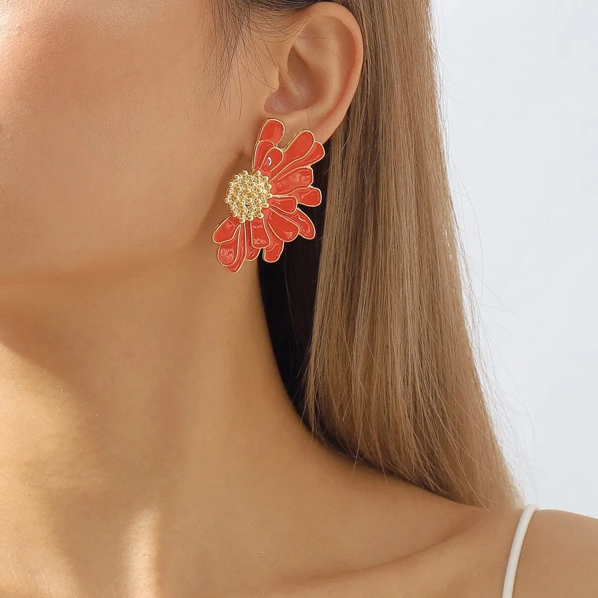 BloomGaze Earrings - Statement Gold Flower Earrings