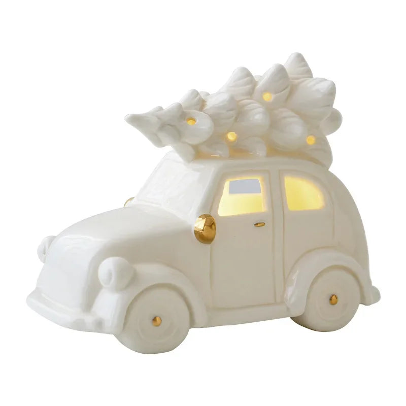 Magisc Christmas Decoration - Illuminated Ceramic Snowman for Party Decoration