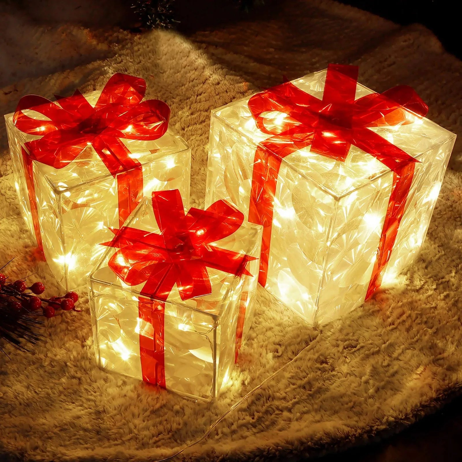 EclatDeNoel Christmas Decoration - Enchanting Luminous Gift Box for Christmas