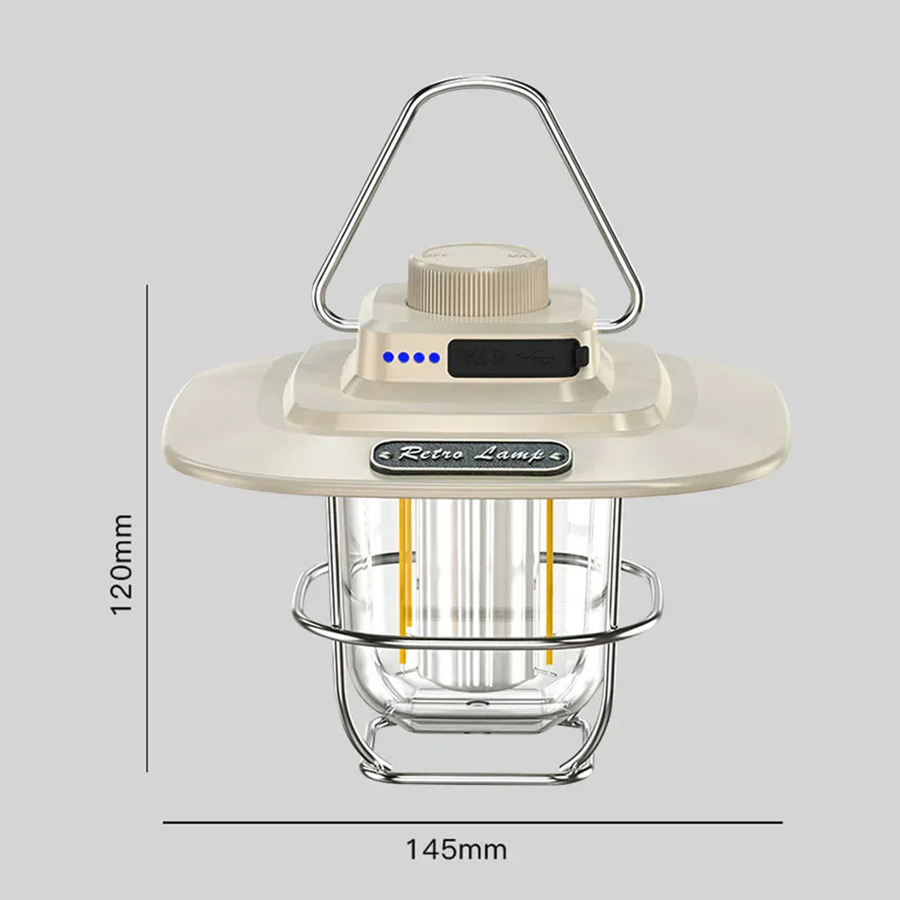 NostalgiaGlow - Retro Rechargeable LED Lantern for Adventure