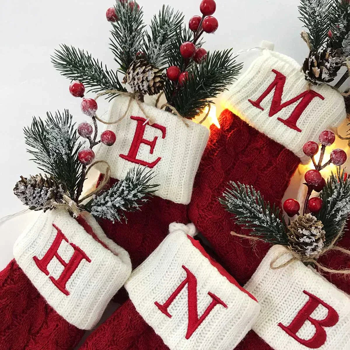Snowflake Christmas Stockings - Festive Knitted Christmas Decorations