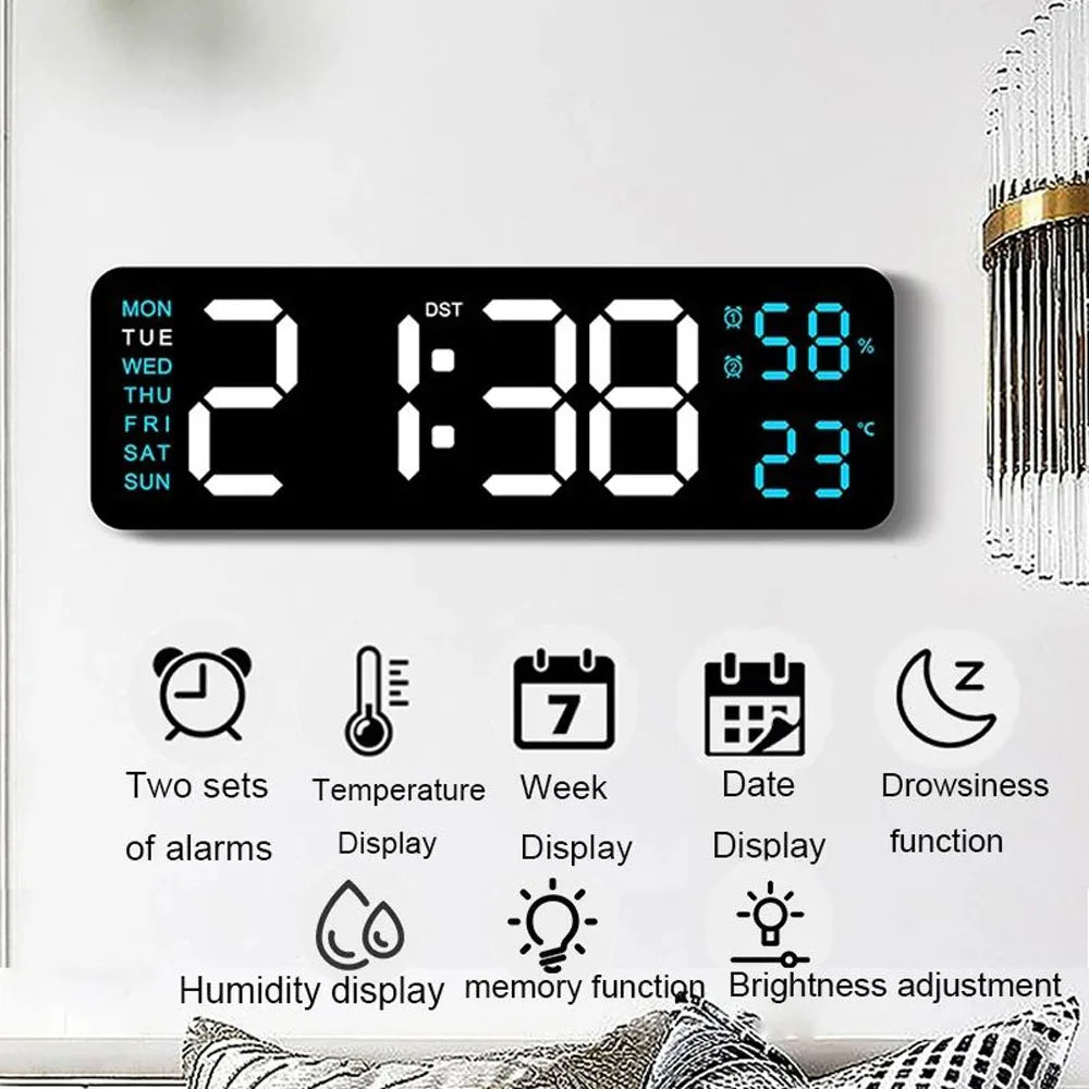 TimeGlow Clock - Slim Digital Alarm Clock with Temperature &amp; Calendar