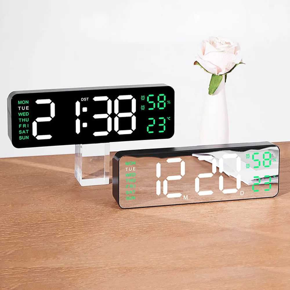 TimeGlow Clock - Slim Digital Alarm Clock with Temperature &amp; Calendar