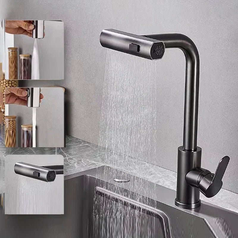 AquaFlow – Adjustable Kitchen Faucet with Waterfall Design