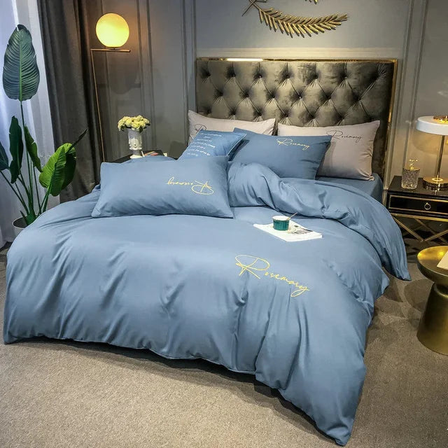 EmbroiLux Bedding - Elegant Luxury Bedspread with Embroidery Design