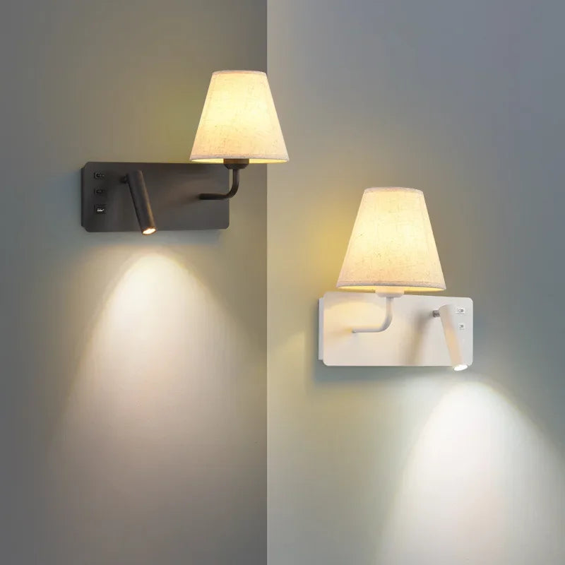 LuminoWall - Minimalist USB Wall Lamp with Reading Light