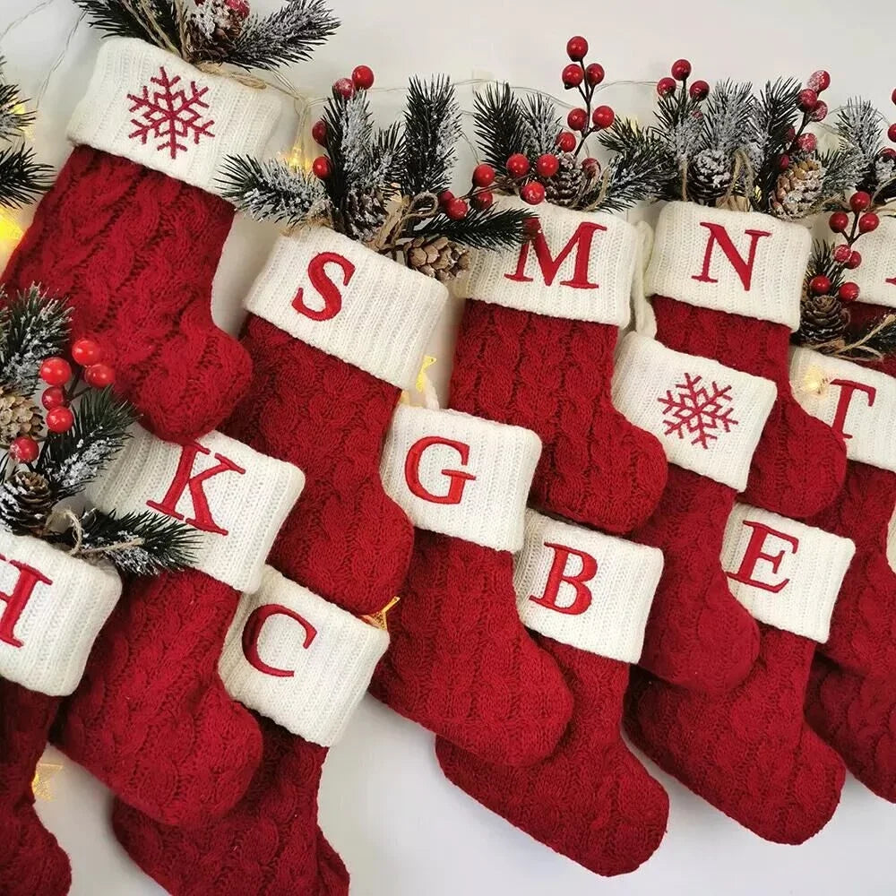 Snowflake Christmas Stockings - Festive Knitted Christmas Decorations