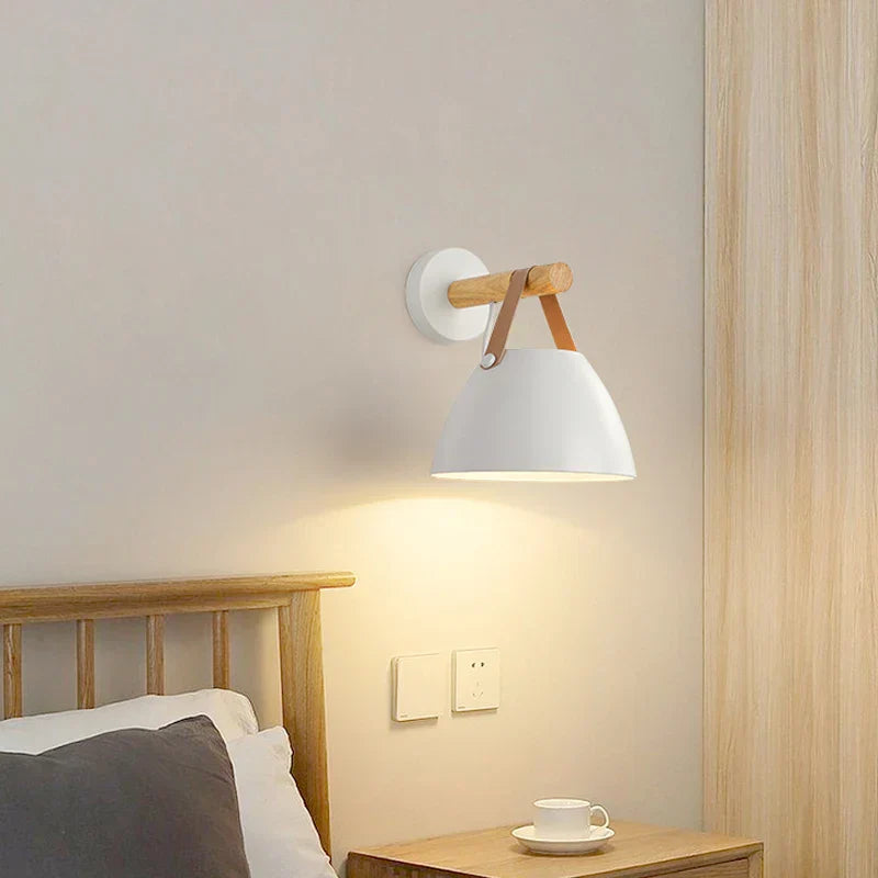 NordicGlow Light - Wooden LED Wall Lamp with Leather Details