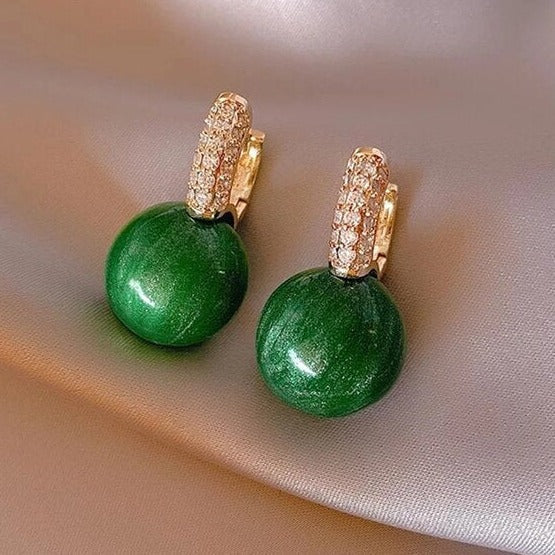 Elegant Green Gold Pearl Earrings - Alina KolleKtion