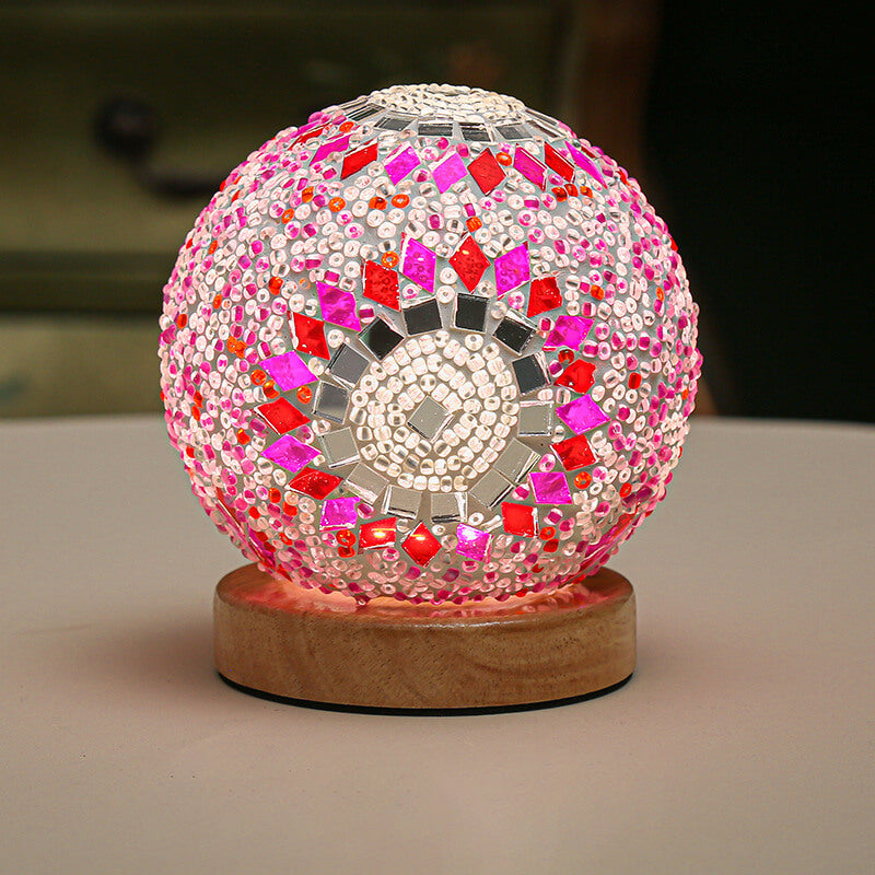 BohoCharm - Modern USB Bordlampa med Trä och Glas