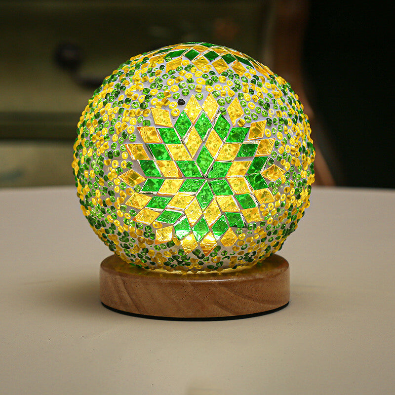 BohoCharm - Modern USB Table Lamp with Wood and Glass