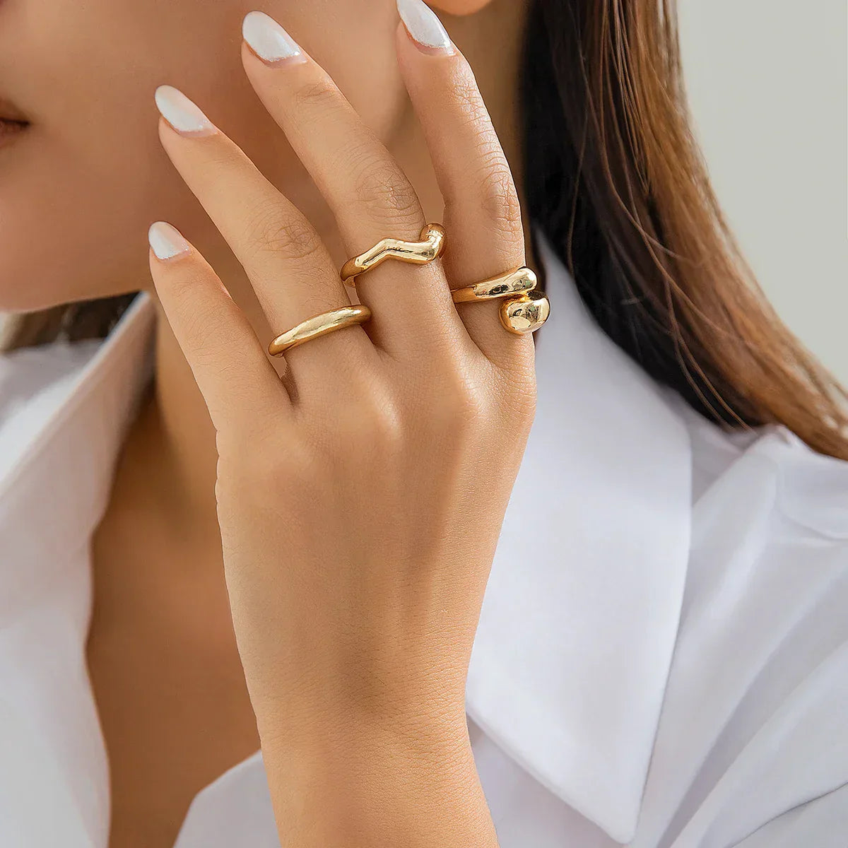 EleganceGold Set - 3-piece Vintage Snake Ring Collection