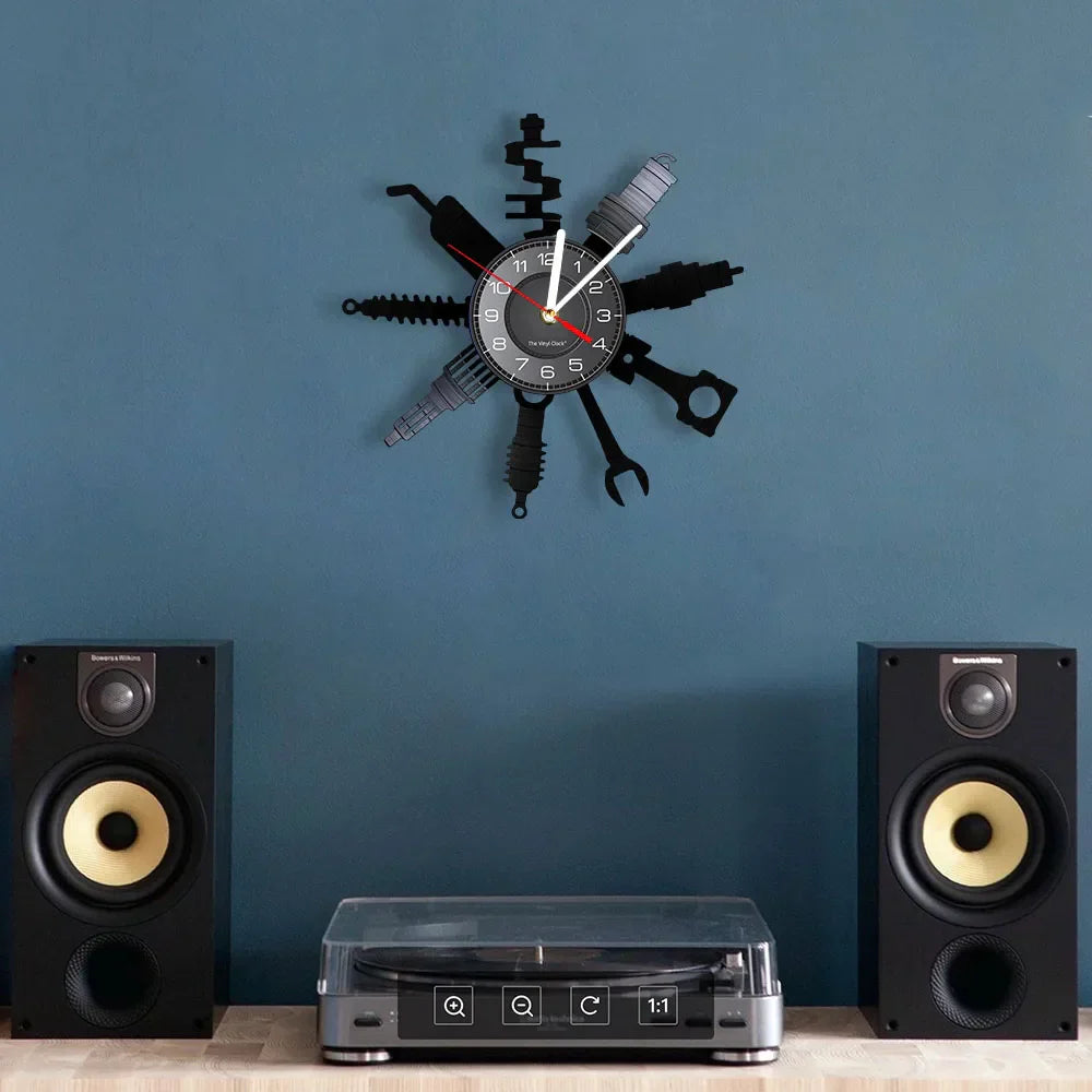 AutoRepair Clock - Modern Garage Vinyl Wall Clock