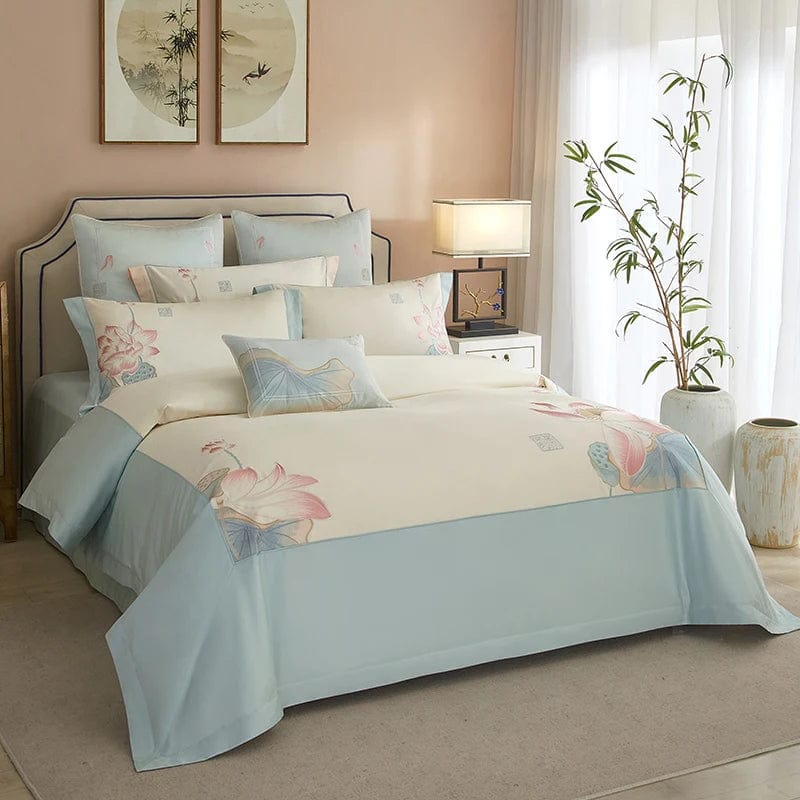 Lotus Blue - Luxury Egyptian Cotton Duvet Set