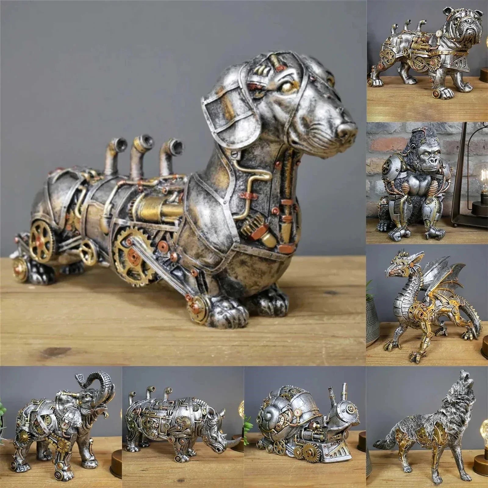 SteamBeast - Steampunk Animal Figures with Gear Discs