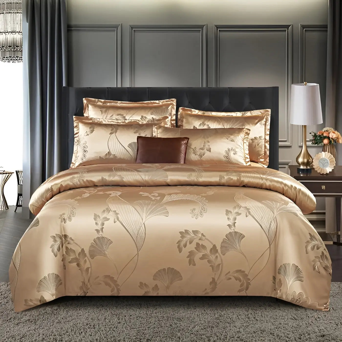 Chic Satin Jacquard Duvet Cover for Luxury Bedroom