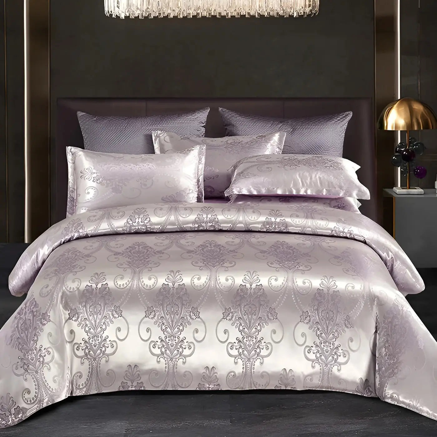 Chic Satin Jacquard Duvet Cover for Luxury Bedroom