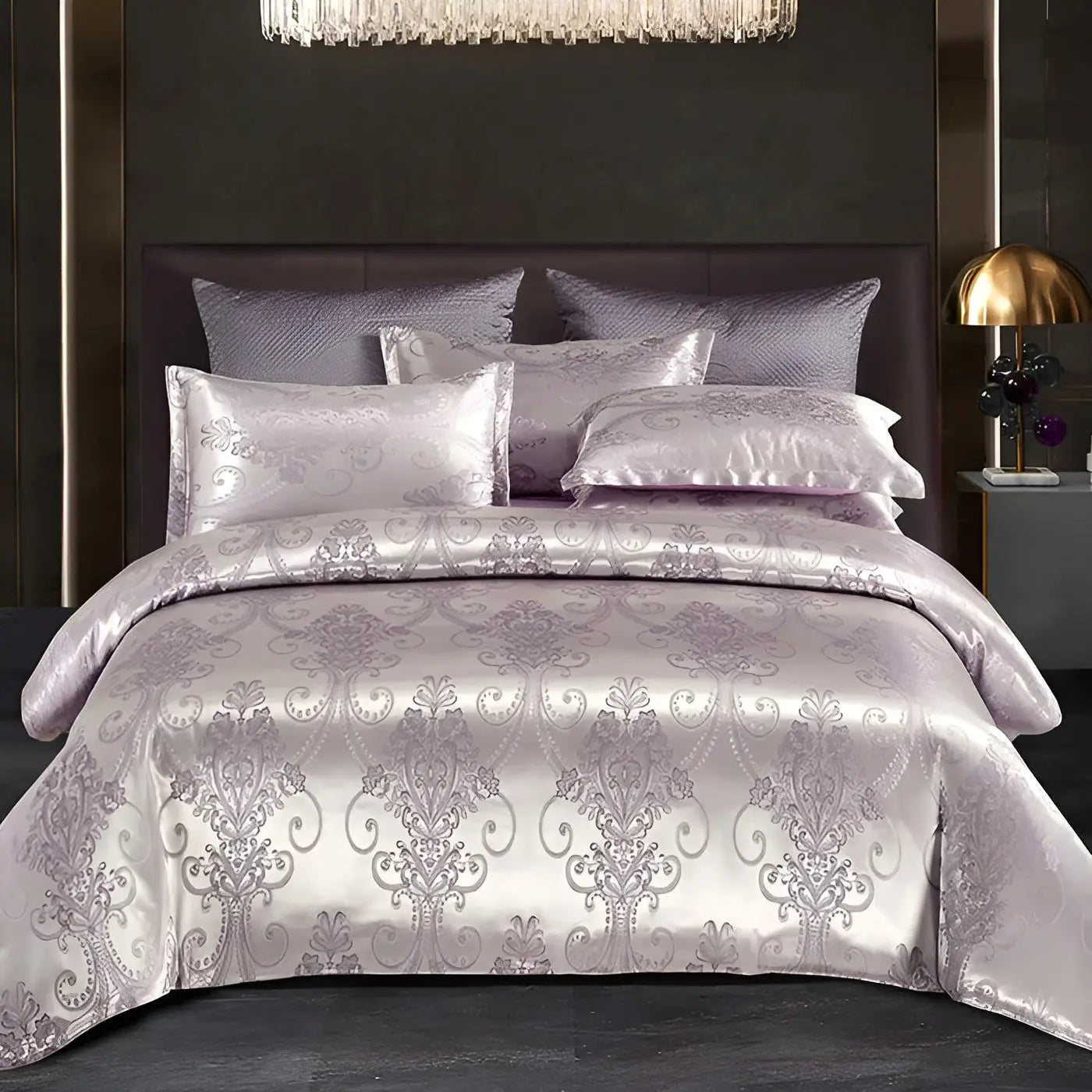 Chic Satin Jacquard Duvet Cover for Luxury Bedroom