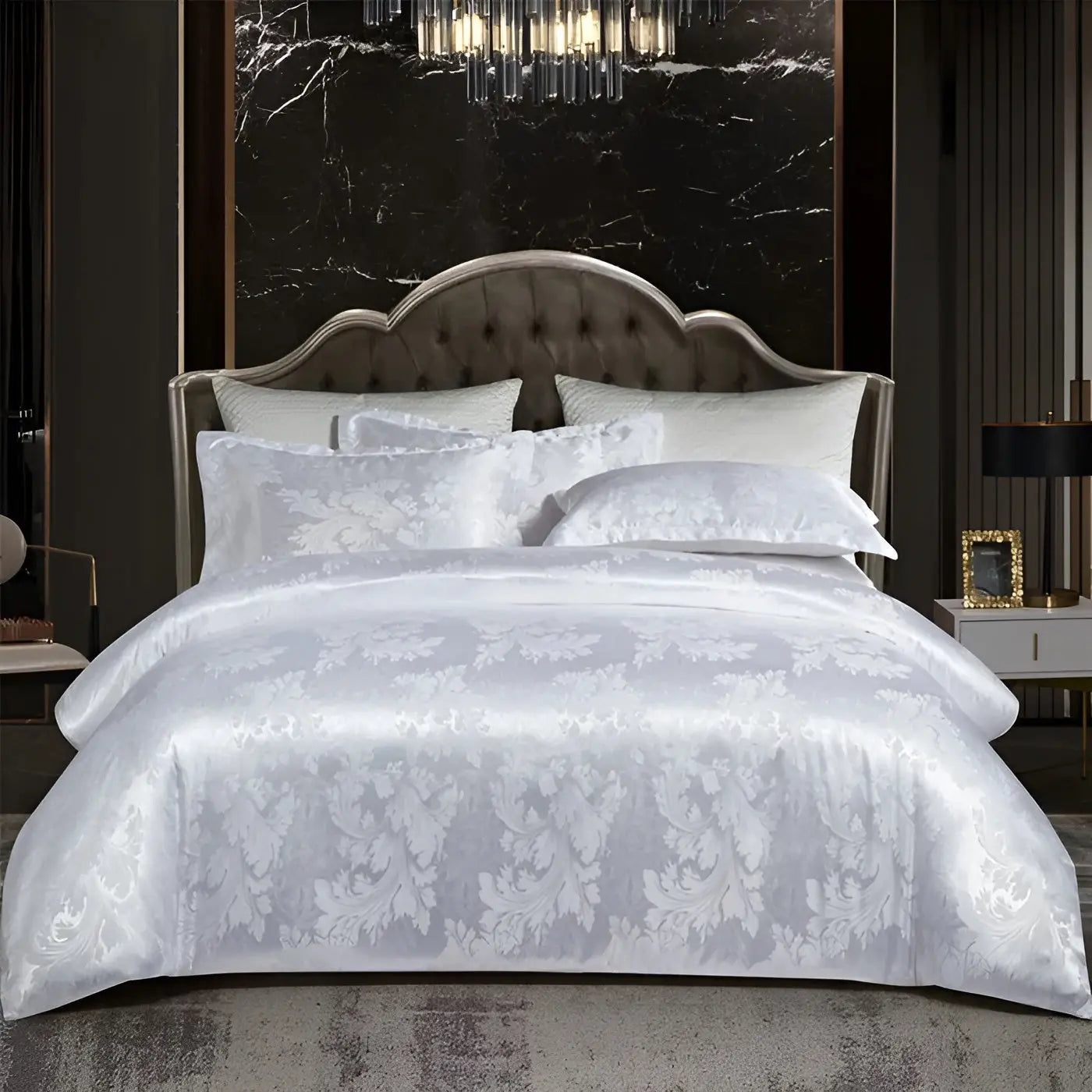 Chic Satin Jacquard Duvet Cover for Luxury Bedroom