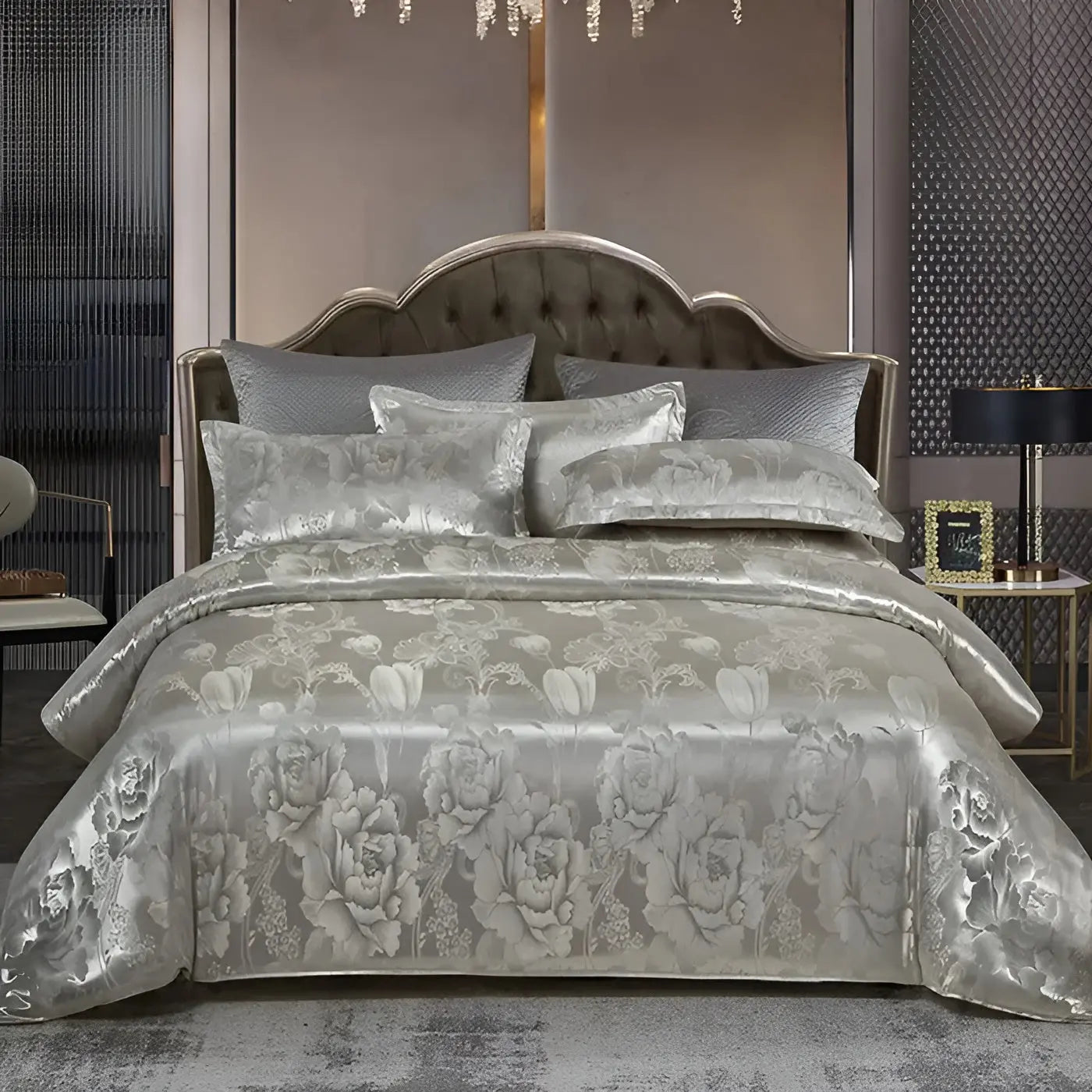 Chic Satin Jacquard Duvet Cover for Luxury Bedroom