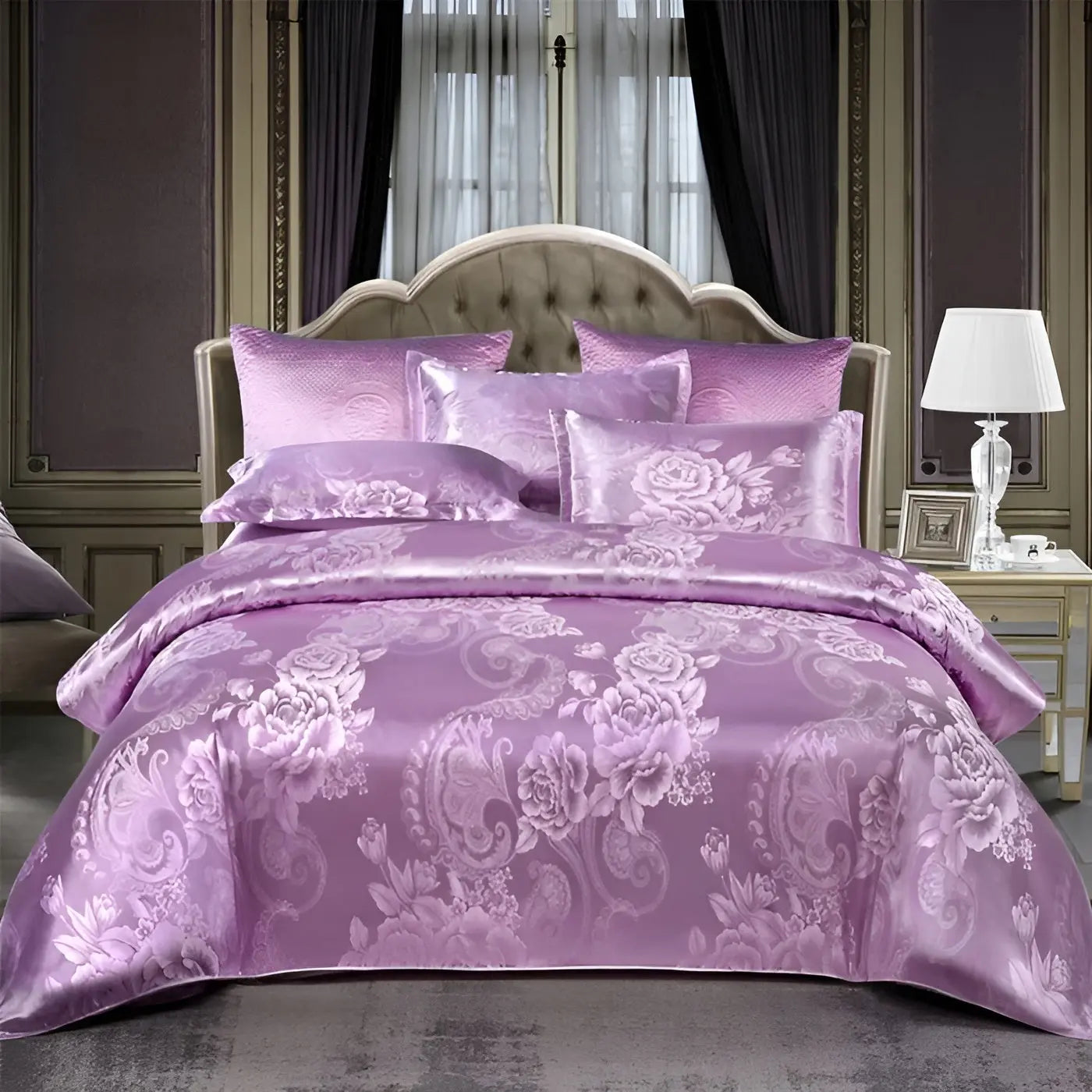 Chic Satin Jacquard Duvet Cover for Luxury Bedroom