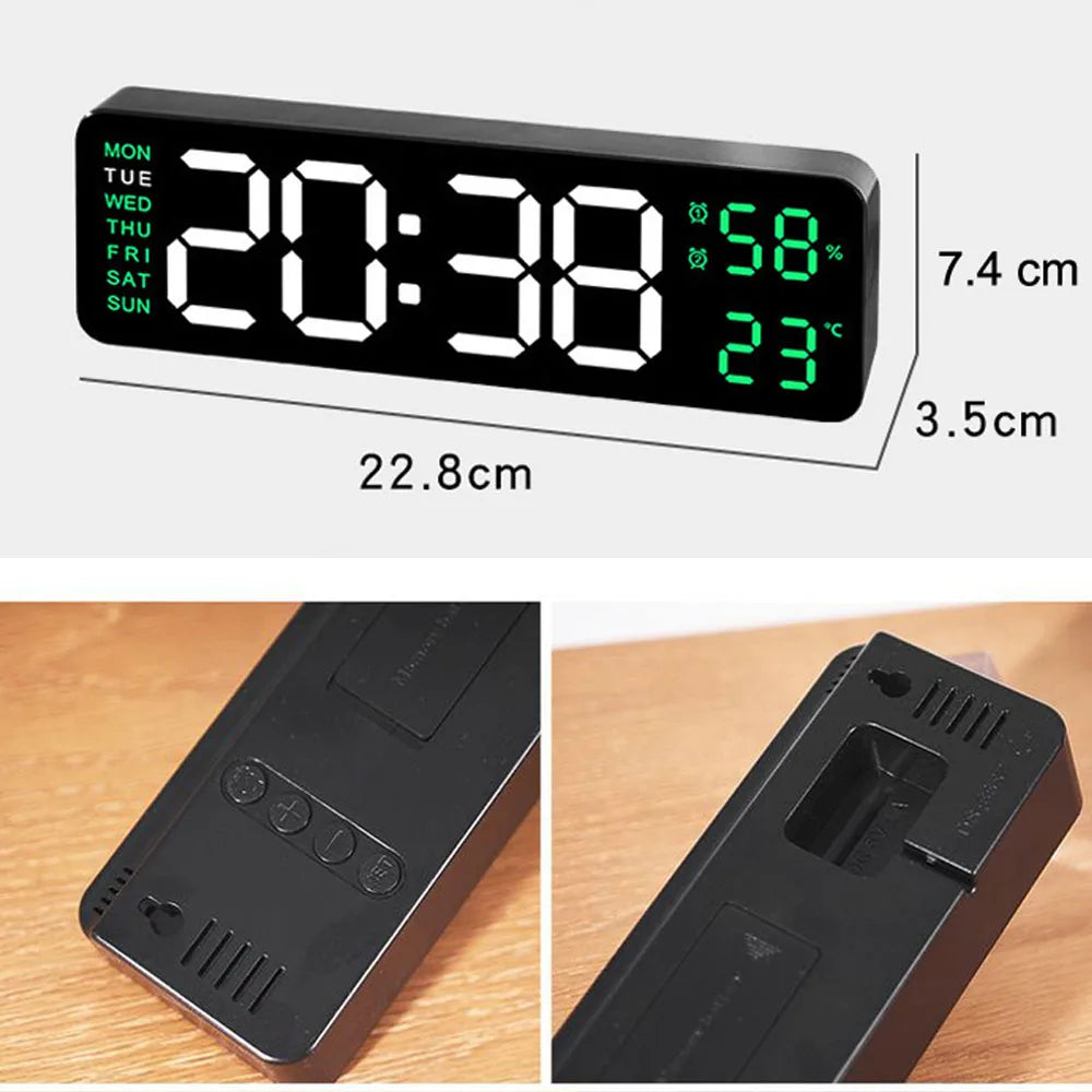 TimeGlow Clock - Slim Digital Alarm Clock with Temperature &amp; Calendar