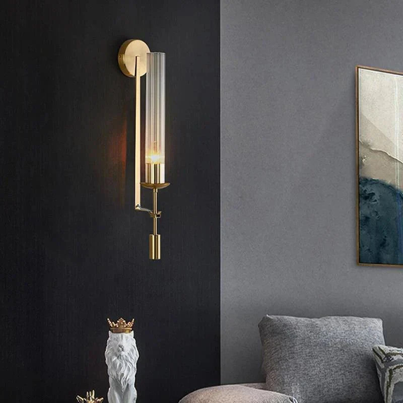 NordicGlow - Luxurious Gold Wall Lamp with Glass
