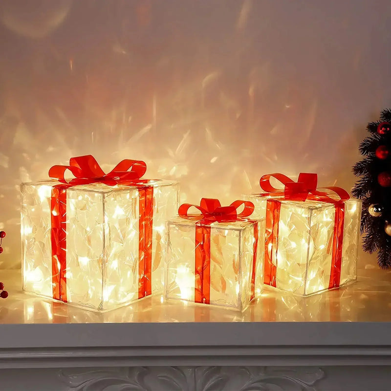 EclatDeNoel Juldekoration - Förtrollande Luminös Presentlåda för Jul