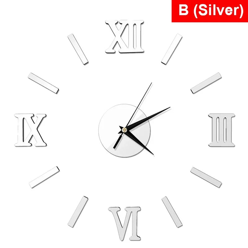 RomanTime 3D Clock - Modern DIY Wall Decoration