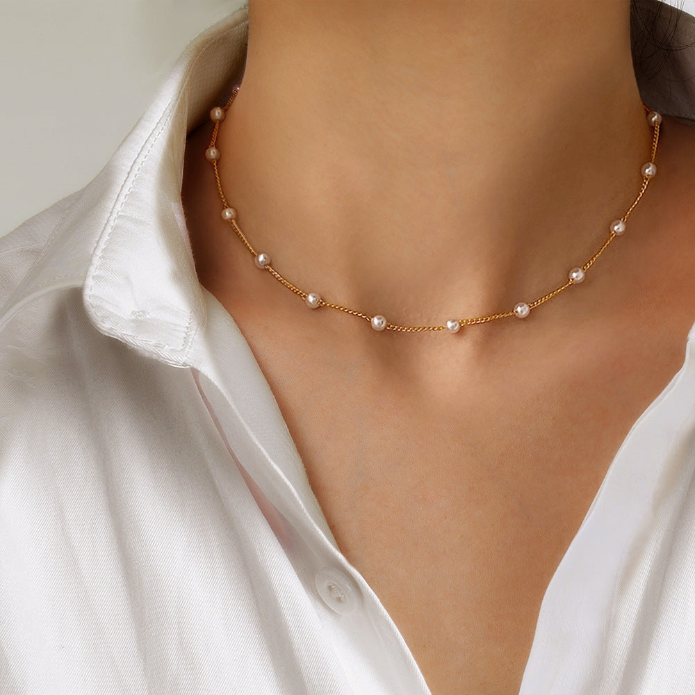 Captivating Aurielle Gold Pearl Necklace 